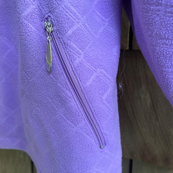 Alia Petite Structured Checkered Fleece Jacket Lilac Full Zip Long Sleeve PL/G - Picture 3 of 14